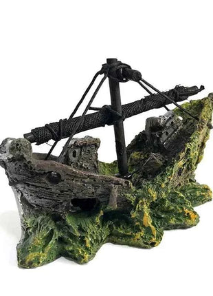 Resin Aquarium Ornament Wreck Sunk Ship Landscape Sailing Boat Cave Fish Playing Toys Fish Tank Decoration Aquarium Accessories