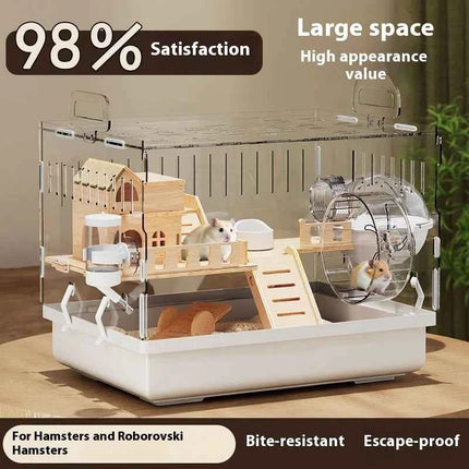 Large Acrylic Clear Hamster Villa Cage for Syrian Gold Teddy Bear Luxury Habitat Stackable DIY Habitat Terrarium
