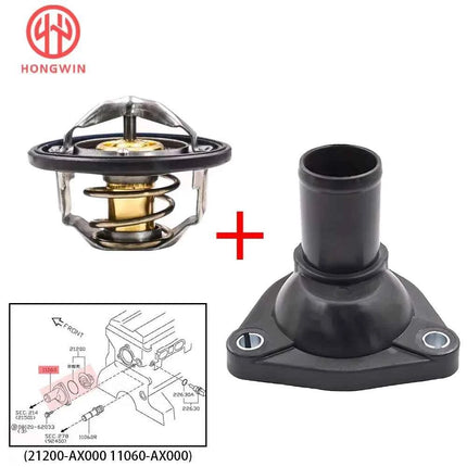 21200-AX000 11060-AX000 Alloggiamento termostato adatto per NISSAN MARCH/MICRA Note PATROL BENZINA SILVIA BLUEBIRD PRIMERA CHERRY