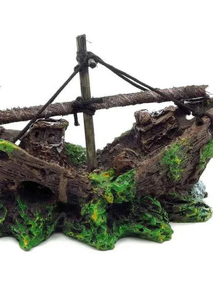 Resin Aquarium Ornament Wreck Sunk Ship Landscape Sailing Boat Cave Fish Playing Toys Fish Tank Decoration Aquarium Accessories