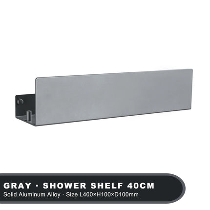 Black Bathroom Organizer Shelf With Hooks Aluminum Kitchen Decoration Shelves On Wall Shower Storage Rack Wall Mount