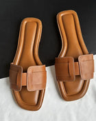 2025 Modern Women's Slippers Summer Outdoor Comfortable Flat Slippers Luxury Leather Slippers Women's Sandals Casual Slide Shoes