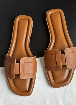 2025 Modern Women's Slippers Summer Outdoor Comfortable Flat Slippers Luxury Leather Slippers Women's Sandals Casual Slide Shoes