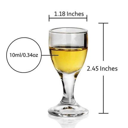 Set Mini Calici Shot 10/15/25ml Trasparenti con Piede Alto per Liquori e Spirits