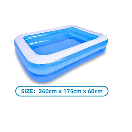 Piscina gonfiabile rettangolare in PVC per adulti, bambini e famiglie, 2/2,6/3 m, per giochi acquatici all'aperto.