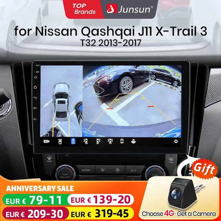 Junsun Qualcomm 8-Core 360° Panoramic Camera Wireless CarPlay Android Auto Car Radio for Nissan Qashqai J11 X-Trail 3 2013-2017
