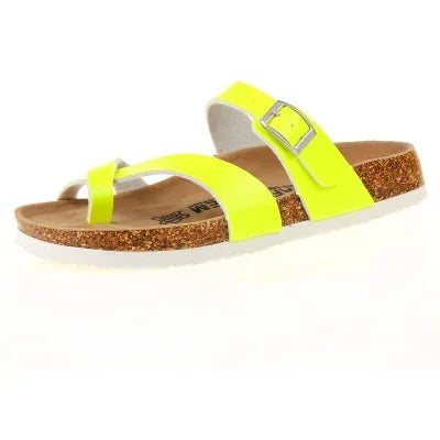 28 colori New Summer Beach Infradito in sughero Sandali Donna Pu Leather Colore misto Scarpe da pantofola per San Valentino all'aperto