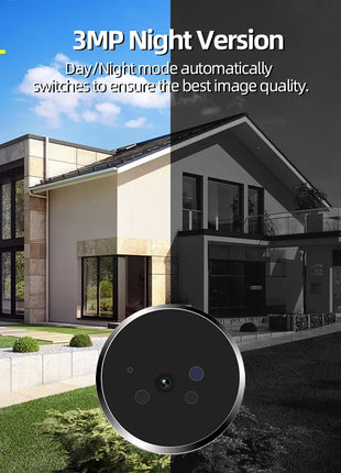 Telecamera Spioncino Digitale WiFi Yuezhe con Rilevamento di Movimento a Microonde, Visione Notturna IR, 3MP, Compatibile con Tuya Smart Life