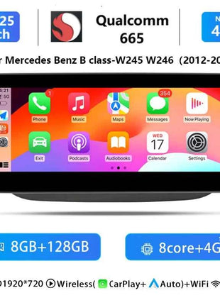 10.25"Wireless Carplay Snapdragon 665 Android 14 Car Radio For Mercedes-benz W246 2011-2018 Multimedia Stereo GPS Navi Screen 4G