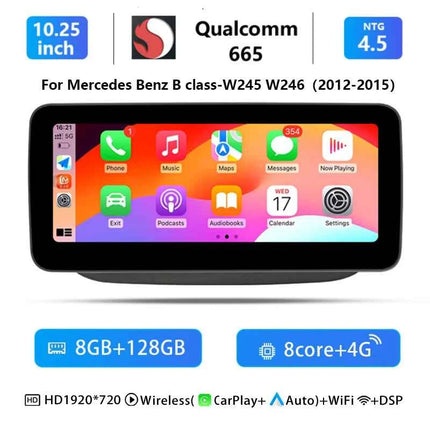 10.25"Wireless Carplay Snapdragon 665 Android 14 Car Radio For Mercedes-benz W246 2011-2018 Multimedia Stereo GPS Navi Screen 4G