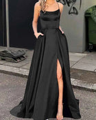 Nuovo per le donne Abito elegante Moda estiva Festa notturna Formale Abito da sera lungo con spalline Abiti da sposa eleganti