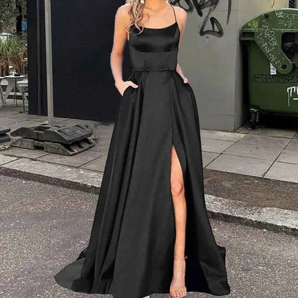 Nuovo per le donne Abito elegante Moda estiva Festa notturna Formale Abito da sera lungo con spalline Abiti da sposa eleganti