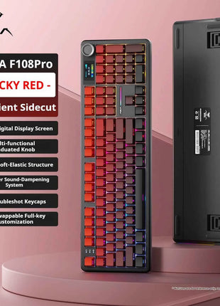 AULA F108 PRO Mechanical Keyboard Custom 100% Layout RGB Backlight Wireless Bluetooth Hifi Switch Gaming Keyboard