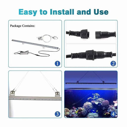 Led Aquarium Light Marine Creature Lamp 54W Strip Bar Light with All Blue 470nm Leds for Fish Coral Reef Tank