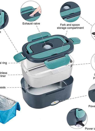 2-in-1 electric lunch box leak-proof portable food warmer 1.5/2/2.5 L microwave bento lunch box with stainless steel container