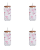 Set Bicchieri in Vetro con Fiocco Coperchio e Cannuccia per Casa Picnic Colazione e Feste