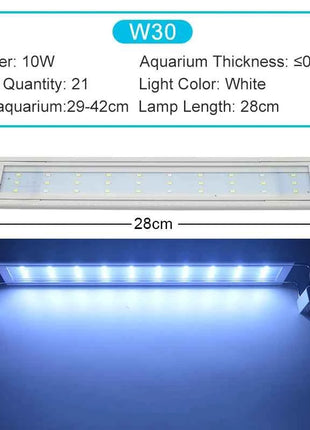 Aquarium LED Light Super Slim Fish Tank Aquatic Plant Grow Lighting Waterproof Bright Clip Lamp Blue LED 18-72cm for Plants 220v