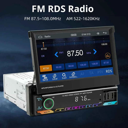 Car Radio Automatic Retractable Screen 7Inch 1Din Wireless CarPlay Android auto Car MP5 Video Player Bluetooth FM RDS USB AUX