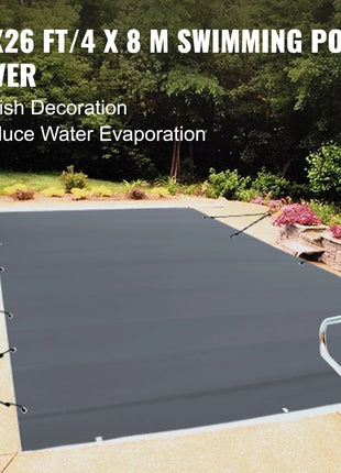 VEVOR Copertura di Sicurezza per Piscina in Carbone da 4x8M, Telo di Copertura per Piscina Rettangolare in Polipropilene, Coperchio Rettangolare di Piscina Interrata per Casa Giardino Hotel Ingegneria