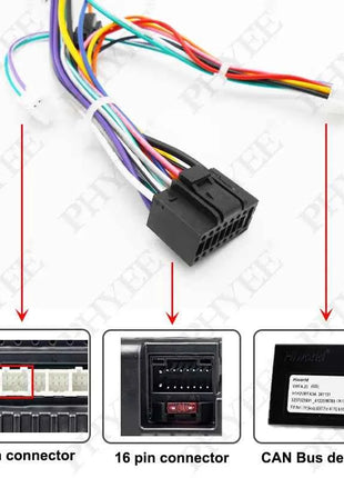Cablaggio a 16 pin Decoder CAN Bus Spina 16P Connettore ISO Adattatore cavo unità Android per auto 2Din per VW Golf Passat Polo Leon