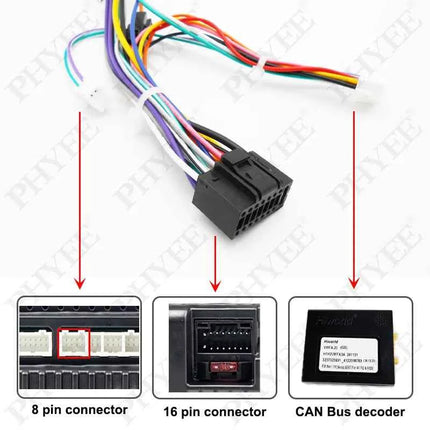 Cablaggio a 16 pin Decoder CAN Bus Spina 16P Connettore ISO Adattatore cavo unità Android per auto 2Din per VW Golf Passat Polo Leon