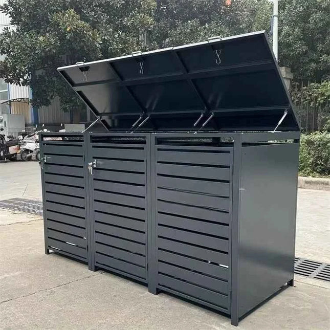 Wheelie Bin Hideaway Store Weatherproof Storage Box Metal Dust Bin Shelter Shed for Backyard Outdoor Patio Garden