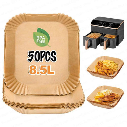 Baking Paper for Hot Air Fryer Cosori 8.5L, Cookwise 9L, Non-Stick Liners for Cosori CAF-R901-AEU, 2 Chambers Fryers Accessories
