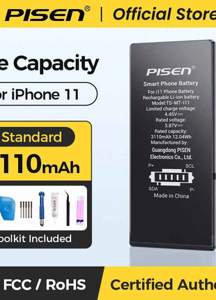 PISEN Phone Battery For iPhone 11 12 13 14 15 Mini Pro Max Plus SE2 SE3 Matches Original Capacity 0 Cycles Battery Replacement