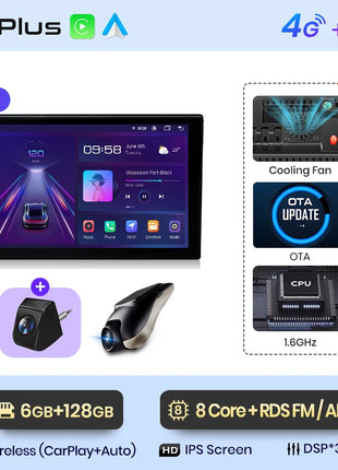 Junsun Qualcomm 8-Core 360 View Camera Universal Stereo 7" 9" 10" Car Radio CarPlay Android Auto Multimedia Player GPS DSP WiFi