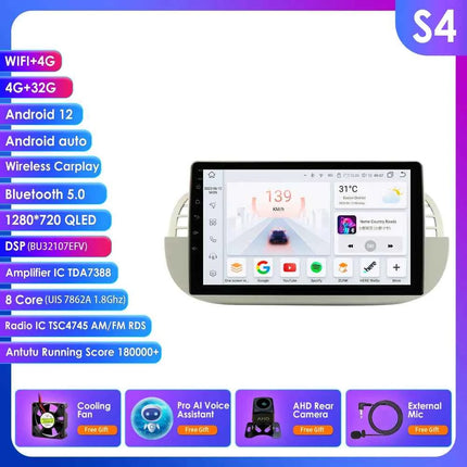 4G 8Core Android Car radio GPS Stereo For Fiat 500 2007-2014 Multimedia Video player 2DIN Autoradio DSP Carplay 7862 Head Unit
