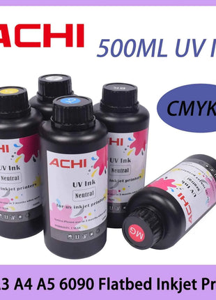 CMYKW 5*500ML UV Ink for R1390 L800 XP600 TX800 Printhead for UV A3 A4 A5 6090 Flatbed Inkjet Printer US Stock