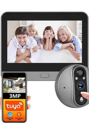 3MP Smart Life Tuya 1080P WiFi Campanello per porta Spioncino Telecamera 5000mAh Batteria Rilevatore di movimento PIR IR Alexa Google Home Visualizzatore digitale