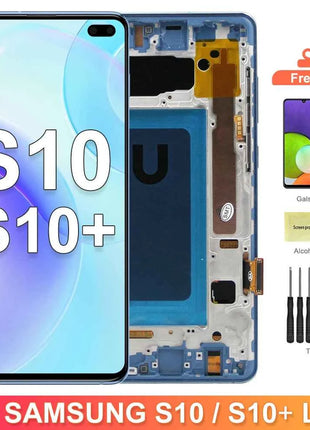TFT con cornice per Samsung S10 Plus S10 + G975F Display LCD Touch Screen digitale per Samsung S10 G973F Parti di ricambio per schermo