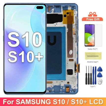 TFT con cornice per Samsung S10 Plus S10 + G975F Display LCD Touch Screen digitale per Samsung S10 G973F Parti di ricambio per schermo