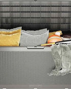Outdoor Storage Box, 100 Gallon Deck Box, Waterproof Resin Storage Bench for Patio Cushions