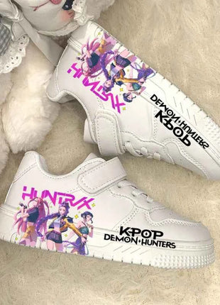Scarpe Casual alla Moda per Bambini, Sneakers Sportive Bianche con Design Stampato KPOP, Antiscivolo e Traspiranti per Ragazzi e Ragazze