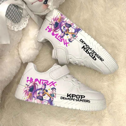 Scarpe Casual alla Moda per Bambini, Sneakers Sportive Bianche con Design Stampato KPOP, Antiscivolo e Traspiranti per Ragazzi e Ragazze