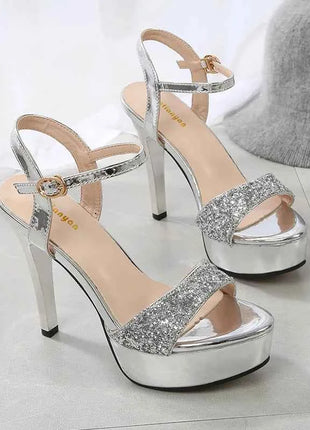 Donne sexy sandali donna estate 2024 Bling femminile peep toe tacchi sottili partito scarpe da ballo sandalo con plateau scarpe firmate da donna