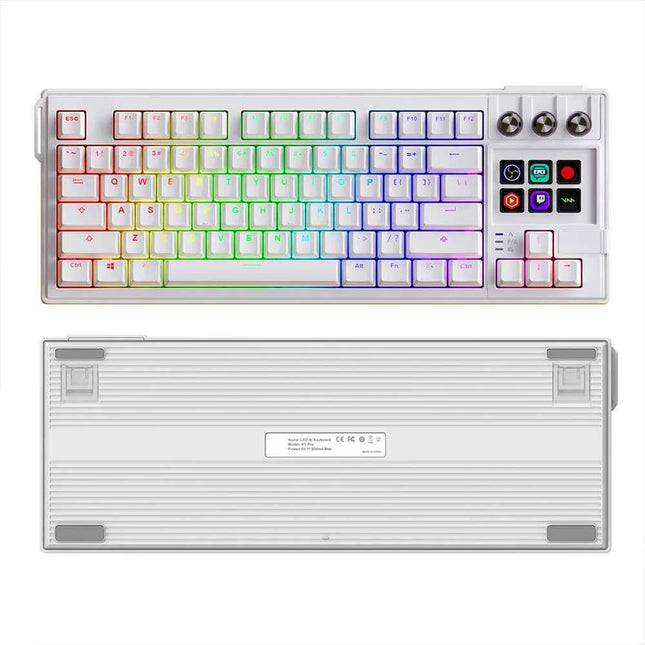 MRSVI K1 PRO Visual LCD AI Keyboard 80% Gaming Mechanical Keyboard Macro Red Axis Wired Detachable Cable RGB Backlight Hot Swap