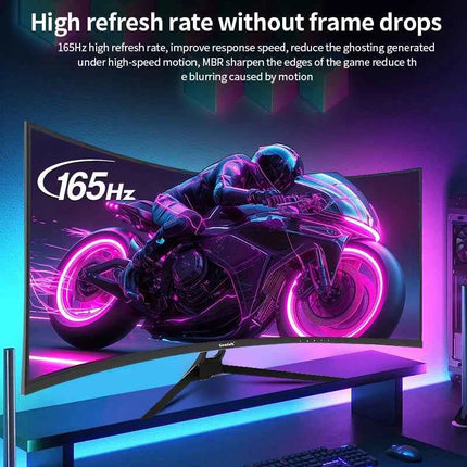 Gawfolk Curved Gaming Monitor 34-inch UWQHD 3440x1440P, 1500R Ultra-Wide PC screen 165Hz, curved computer screen, VA screen pane