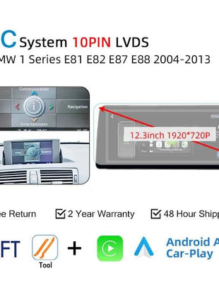 For BMW 1 Series E81 E82 E87 E88 2004-2012 CCC CIC Wireless Carplay Android Auto Car Multimedia Player Linux 1920*720 Screen