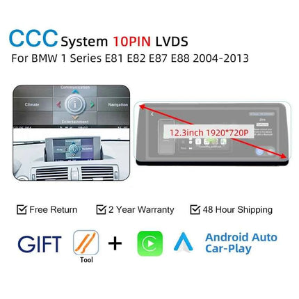 For BMW 1 Series E81 E82 E87 E88 2004-2012 CCC CIC Wireless Carplay Android Auto Car Multimedia Player Linux 1920*720 Screen