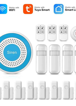 PGST WiFi Alexa Tuya Smart Life Home Alarm Security System Kit Set Home Automation Alarm Security Protection Door Motion Sensor
