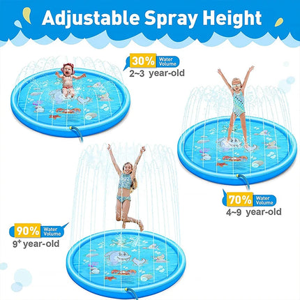 170CM Bambini Paddling Gonfiabile Getto d'acqua Piscina Spiaggia estiva Giochi all'aperto Giocattolo Prato Tappetino per piscina Giocattoli per bambini