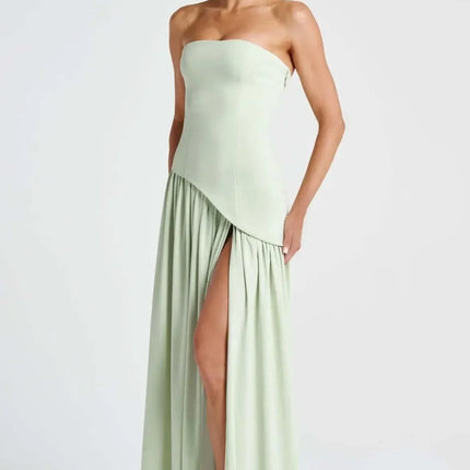 Abiti lunghi senza spalline con spalle scoperte da donna Abiti lunghi eleganti con lacci pieghettati da donna nuovi abiti estivi per feste di compleanno