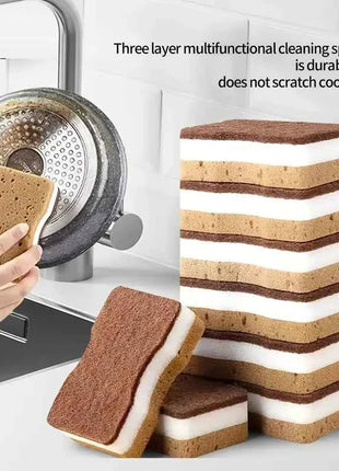 2-20Pcs Three-Layer Seaweed Cleaning Sponges Dishwashing Sponges High-Quality Kitchen Cleaning Cloths Kitchen Cleaning Brushe