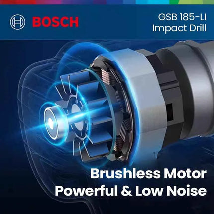 Brushless Impact Drill BOSCH GSB185LI Professional Electric Screwdriver Drill 18V Li-ion Cordless Variable Speed Electric Drill