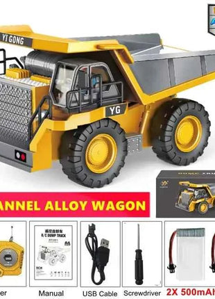 4WD Remote Control Excavator 4x4 Alloy Dump Truck Bulldozer Radio Model RC Car Construction Vehicle Toy Children Kids Gifts