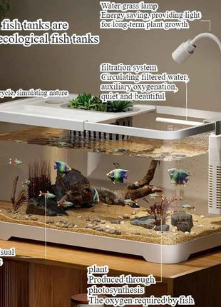 Fish tank household aquarium living room desktop ecological circulation tank filter oxygenation integrated tank with cover
