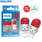 Philips LED W21W T20 7440 Ultinon Pro6000 Red Color Light Auto Rear Brake Stop Lamps No Flash Error Free 11065RU60X2, Pair